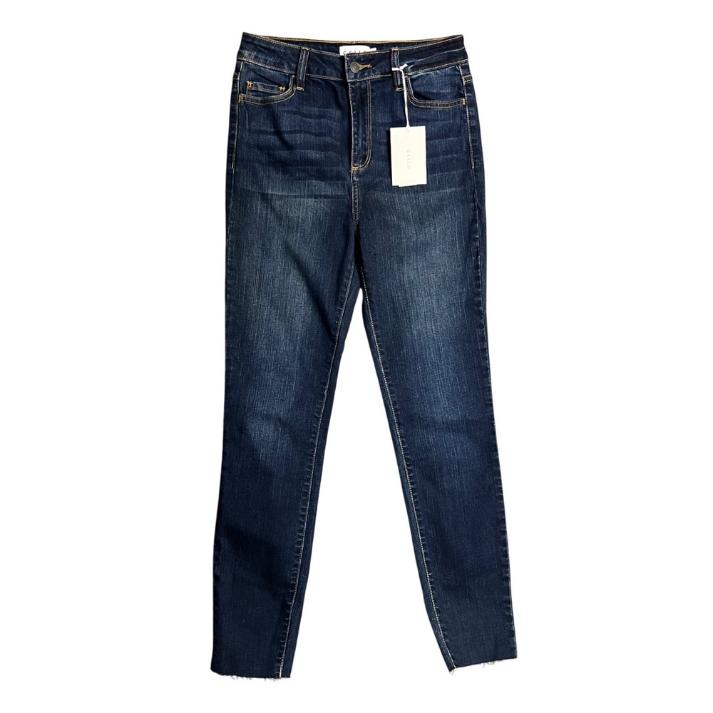 Cello High Rise Skinny Jeans Juniors 5 Dark Wash Raw Hem Stretch Denim Pants New